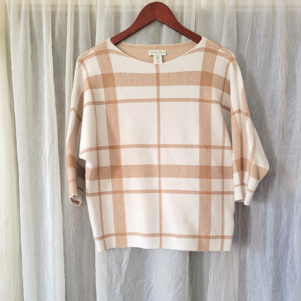 Nude cream plaid top